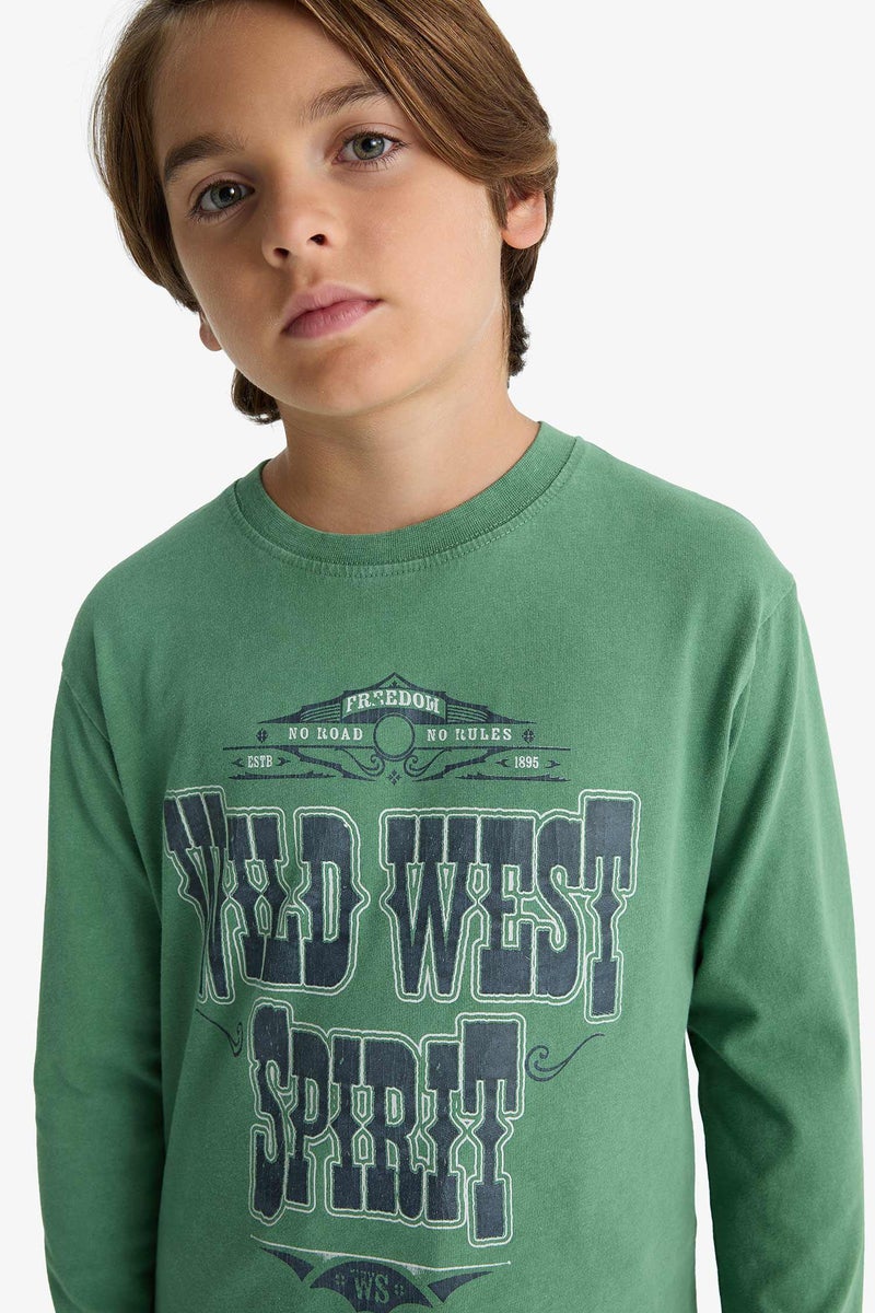 ديفاكتو تيشيرت اولادي كم طويل قصة عادية برقبة مستديرة - Image 4